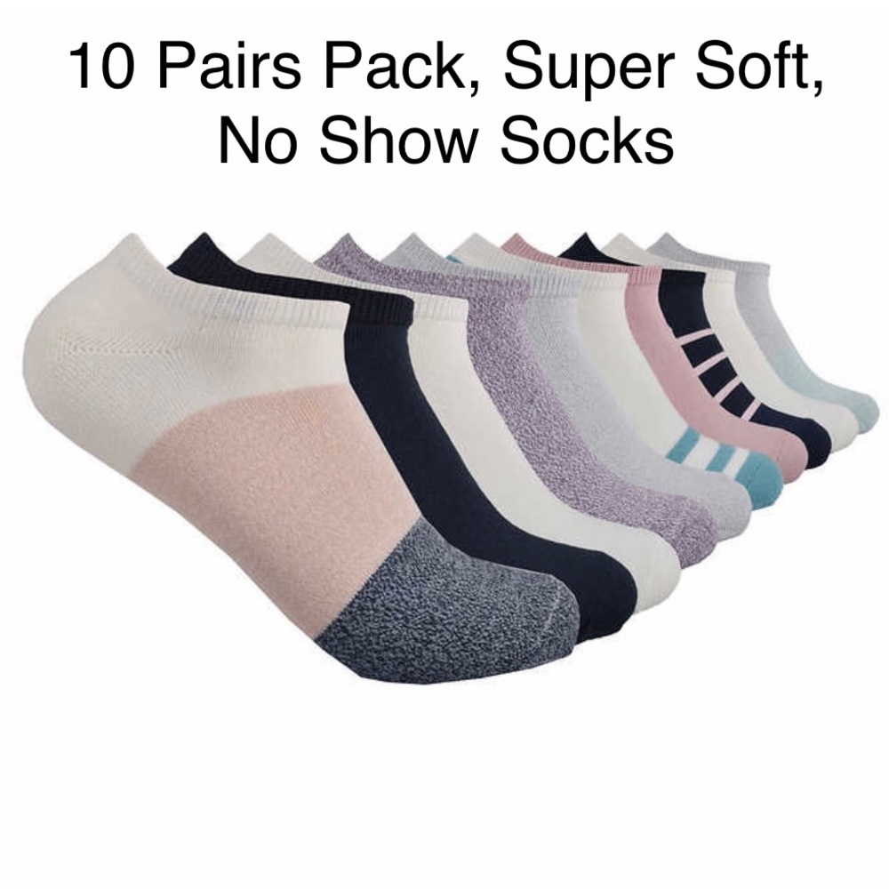 Lucky Brand Women's Super Soft No Show Socks 10 Pairs Size 4-10 Multi Colors New - Picture 1 of 16